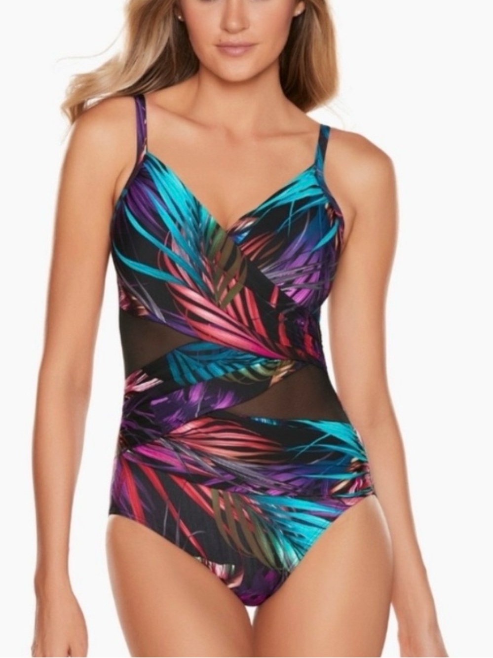 Miraclesuit Multicolor Tropical Leaf One-Piece Swimsuit